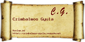 Czimbalmos Gyula névjegykártya